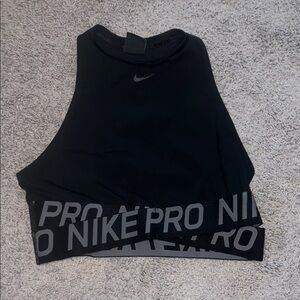 Nike Black Pro High-Neck Cropped Tank